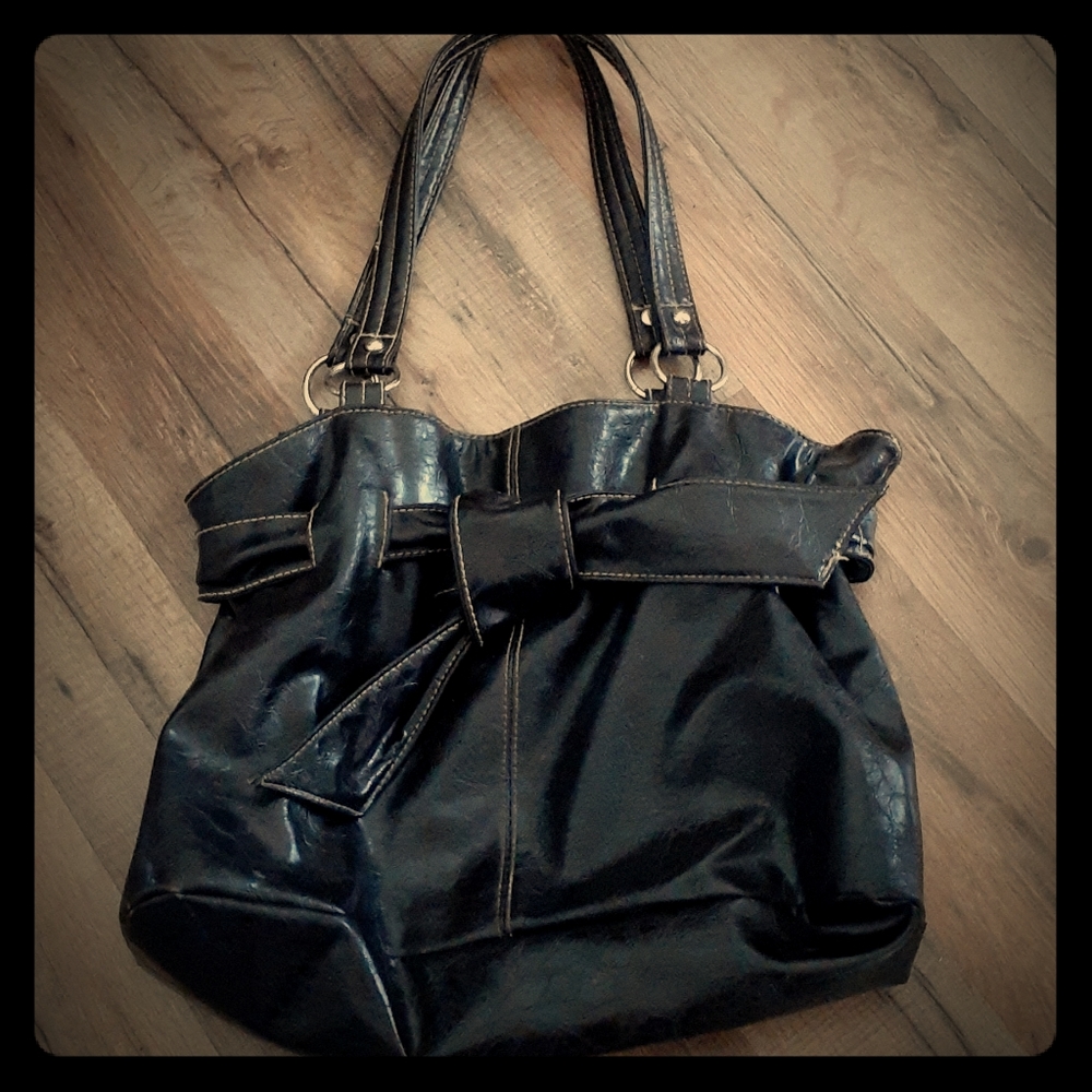 EUC Dark Brown Faux tie handbag